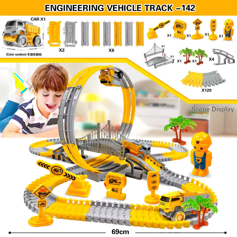 Magic Track Toy with Engineering Cars.